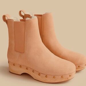 J. Crew clog suede booties. Dusty peach suede with wooden sole, size 9